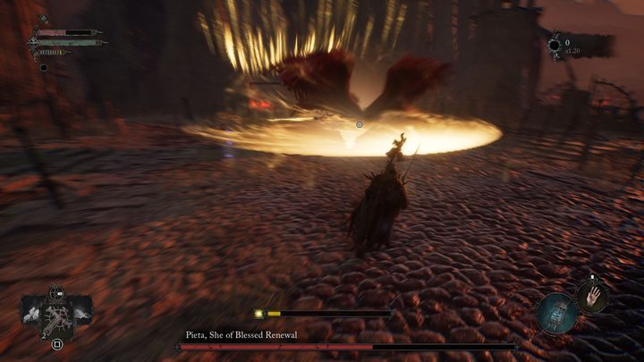 Po chwili podleci do jednego krańca areny, ulokuje się w centrum i szybko podleci do drugiego krańca, taranując wszystko na swojej drodze - Lords of the Fallen: Jak pokonać Pieta, Odrodzona w Błogosławieństwie? - Lords of the Fallen - poradnik do gry