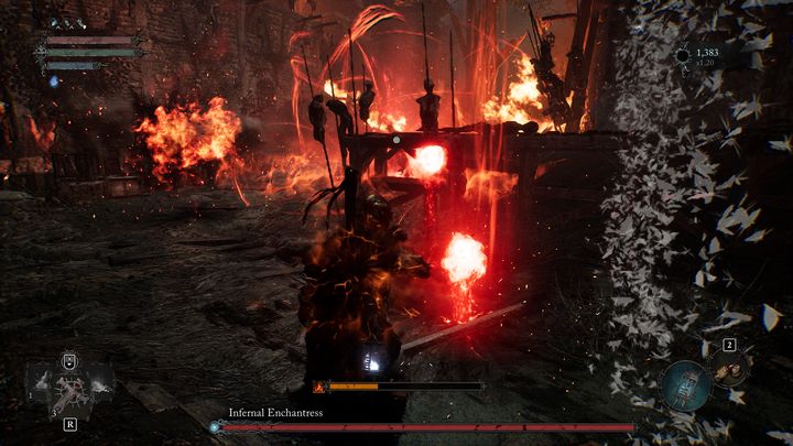 Boss może stworzyć kilka płomiennych kul, które zaczną powoli wznosić się w powietrze - Lords of the Fallen: Jak pokonać bossa Piekielna Zaklinaczka? - Lords of the Fallen - poradnik do gry
