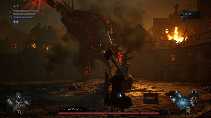 Wzgardzony potomek uderzyć może trzykrotnie swoimi rękoma, jeśli stoicie przed nim - Lords of the Fallen: Jak pokonać bossa Wzgardzony potomek? - Lords of the Fallen - poradnik do gry