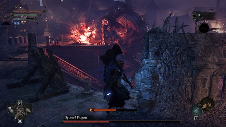 Wzgardzony potomek może również stworzyć kulę ognia, które po zderzeniu z podłożem wytworzy ognistą falę - Lords of the Fallen: Jak pokonać bossa Wzgardzony potomek? - Lords of the Fallen - poradnik do gry