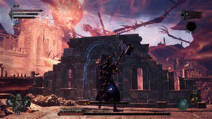 Najgroźniejszym atakiem, jakim dysponuje boss, jest stworzenie olbrzymiej kuli ognia, które po pewnym czasie wybuchnie - Lords of the Fallen: Jak pokonać bossa Wzgardzony potomek? - Lords of the Fallen - poradnik do gry