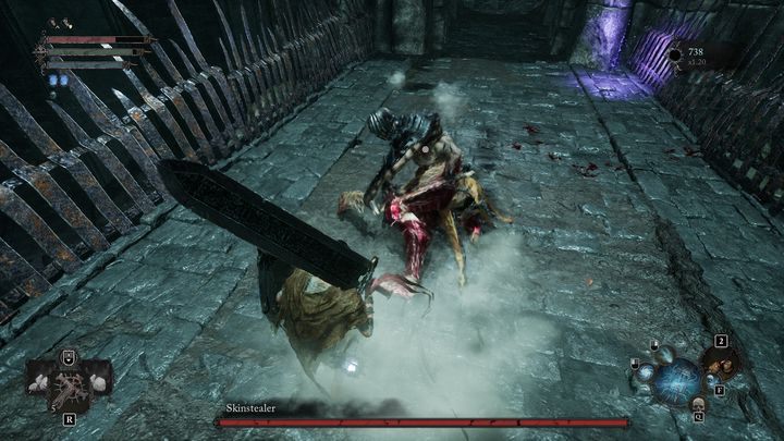 Boss może również wykonać doskok do Waszej postaci - Lords of the Fallen: Jak pokonać bossa Łupieżca skór? - Lords of the Fallen - poradnik do gry