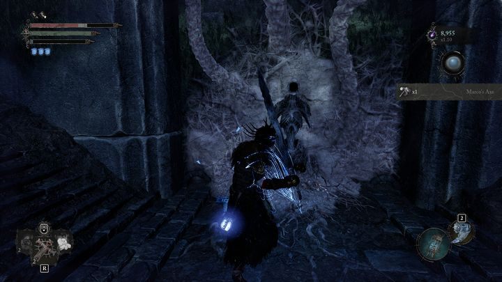 Obok areny znajduje się kolejna nagroda - aby ją zdobyć, musicie skorzystać z Chłosty Duszy na rzeźbie, która znajduje się po drugiej stronie - Lords of the Fallen: Jak pokonać bossa Zwiastun Bezruchu, Nicości i Ciszy? - Lords of the Fallen - poradnik do gry