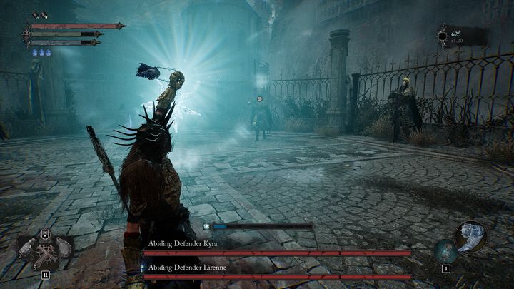 Walka rozpocznie się, gdy wejdziecie głębiej na arenę w stronę skrzyni - Lords of the Fallen: Jak pokonać bossa Wytrwała Obrończyni Kyra i Lirenne - Lords of the Fallen - poradnik do gry