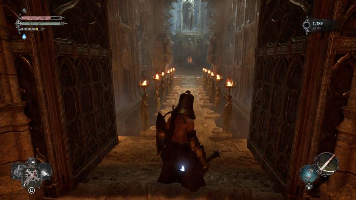 Przejdźcie przez salę z rzędem pochodni i skorzystajcie z zakręcanych schodów prowadzących na górę - Lords of the Fallen: Gdzie jest Udręczona więźniarka? - Lords of the Fallen - poradnik do gry