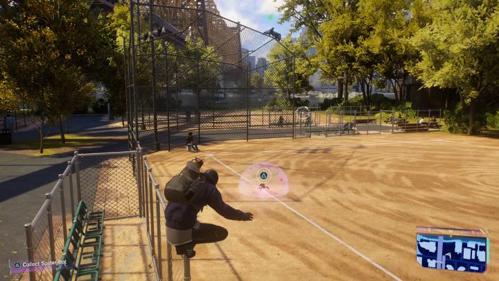 Ten Spider Bot znajduje się na boisku basebollowym - Spider Man 2: Wszystkie Spider Boty lokacje - Spider Man 2 - poradnik do gry