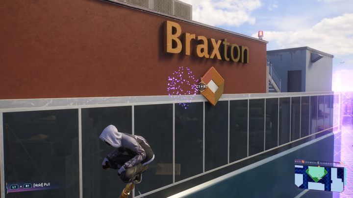 Zeskanujcie napis BRAXTON i wskoczcie na flagę - Spider Man 2: Wszystkie skrytki Prowlera - lokacje - Spider Man 2 - poradnik do gry