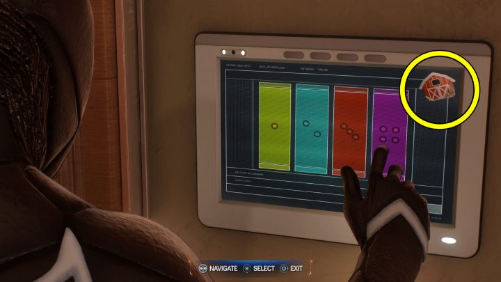 Na drzwiach zobaczycie panel z 4 klawiszami, nad nimi widnieje obrazek stodoły - Spider Man 2: Kuchnia Connorsa - zagadka z pianinem - Spider Man 2 - poradnik do gry