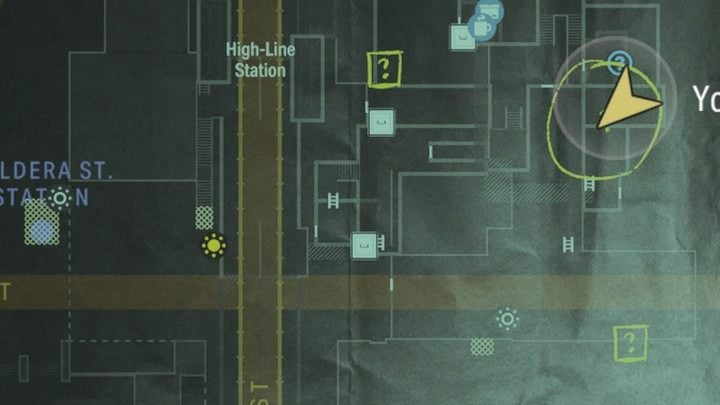 Po przedostaniu się na drugą stronę zamkniętego ogrodzenia i dotarciu do żółtej taksówki, wejdźcie po drabinie prowadzącej na bilbord za samochodem - Alan Wake 2: Wszystkie Słowa mocy - Alan - Alan Wake 2 - poradnik do gry