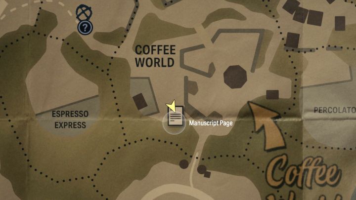Strona maszynopisu jest w centralnej części Coffee World na mapie Watery - Alan Wake 2: Wszystkie strony maszynopisu - Return 1-3 - Alan Wake 2 - poradnik do gry