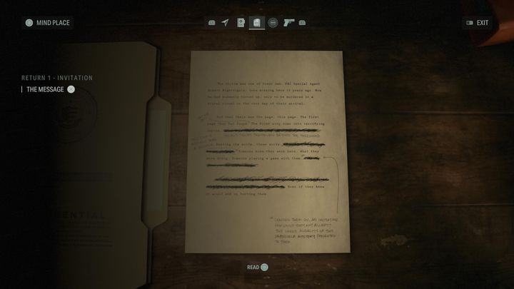 Strony maszynopisu - porozrzucane po świecie gry, tajemnicze kartki o profetycznym charakterze - Alan Wake 2: Miejsce umysłu - Alan Wake 2 - poradnik do gry