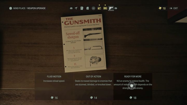 Materiałem pełniącym rolę waluty i pozwalającym na ulepszanie broni są poszarpane fragmenty maszynopisu - Alan Wake 2: Najlepsze ulepszenia broni - Alan Wake 2 - poradnik do gry