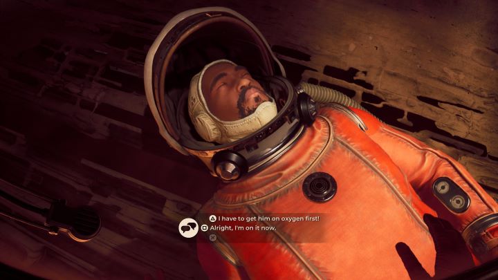 Wybierając górną opcję dialogową, Yasna odda swoją butlę z tlenem Gorskiemu, wystawiając samą siebie na szkodliwą atmosferę planety - The Invincible: Czy oddać butlę tlenową Gorskiemu? - The Invincible - poradnik do gry