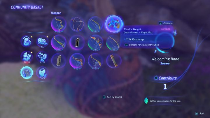 Gdy znajdziecie już odpowiedni kosz, wejdźcie z nim w interakcję - Avatar Frontiers of Pandora: Co robić ze starym wyposażeniem? - Avatar Frontiers of Pandora - poradnik do gry