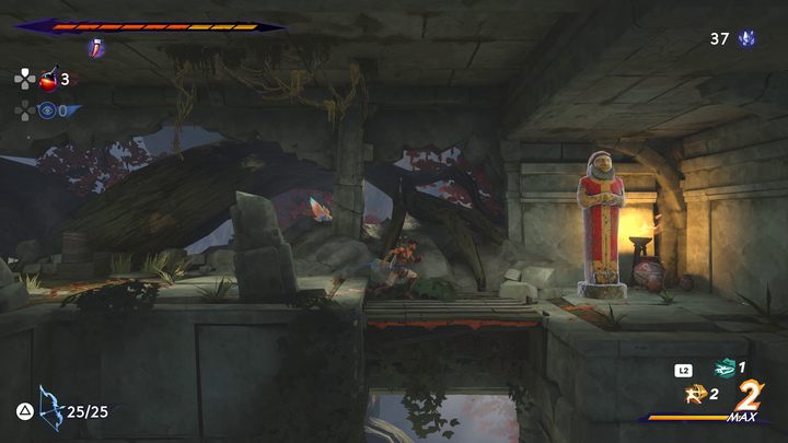 Pierwsza z nich znajduje się nad głównym pomieszczeniem - Prince of Persia The Lost Crown: Jak rozwiązać zagadkę z posągami? - Prince of Persia The Lost Crown - poradnik do gry