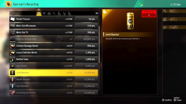 Wasze postępy mogą też usprawniać przedmioty zużywalne - Infinite Wealth: Jak gromadzić doświadczenie (XP) i levelować? - Like a Dragon Infinite Wealth - poradnik do gry