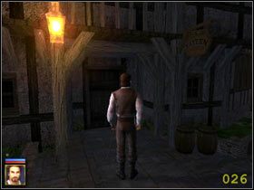 Do ratusza, sklepu i tawerny w mieście Redmond dostaniesz się idąc od bramy na wprost - 2. Powiadom gubernatora o ataku... - Piraci z Karaibów - poradnik do gry