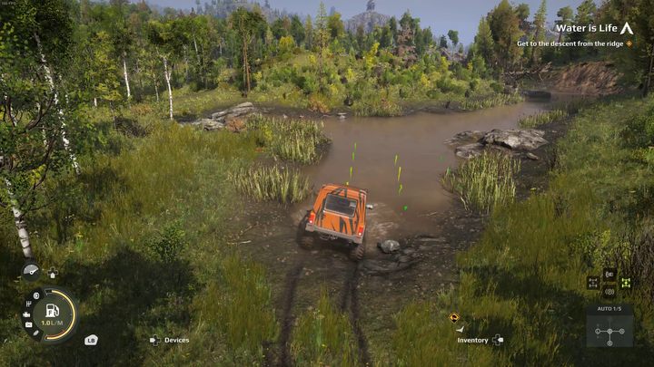 Przed wjechaniem do zbiornika wodnego, koniecznie skorzystajcie z ultradźwiękowego sonaru - Expeditions MudRunner: Jak przejeżdżać przez wodę? - Expeditions MudRunner - poradnik do gry