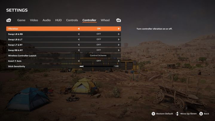 Gracze korzystający z kontrolera mogą swobodnie zmienić czułość drążków, odwrócić oś kamery, wyłączyć wibracje oraz podmienić funkcje spustów oraz bumperów - Expeditions MudRunner: Sterowanie - Expeditions MudRunner - poradnik do gry