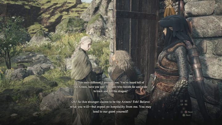 Po dotarciu na miejsce będziecie świadkami krótkiej kłótni pomiędzy starcem, a jego elficką ukochaną - Cliodhną - Dragons Dogma 2: Jak odblokować Dwarven Smithing? - Dragons Dogma 2 - poradnik do gry