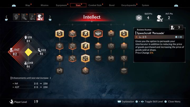 Specjalne opcje dialogowe są powiązane z umiejętnościami i musicie najpierw odblokować na drzewkach umiejętności co najmniej ich pierwsze poziomy - Rise of the Ronin: Ważne wybory i frakcje - Rise of the Ronin - poradnik do gry