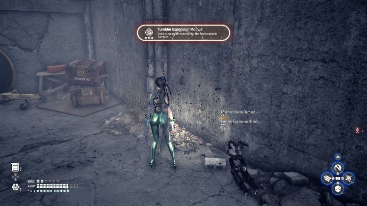 Zbadajcie wspomniany budynek, by natrafić na małego robota nadającego się do zniszczenia - Stellar Blade: Moduły rozszerzające do bukłaka - Stellar Blade - poradnik do gry