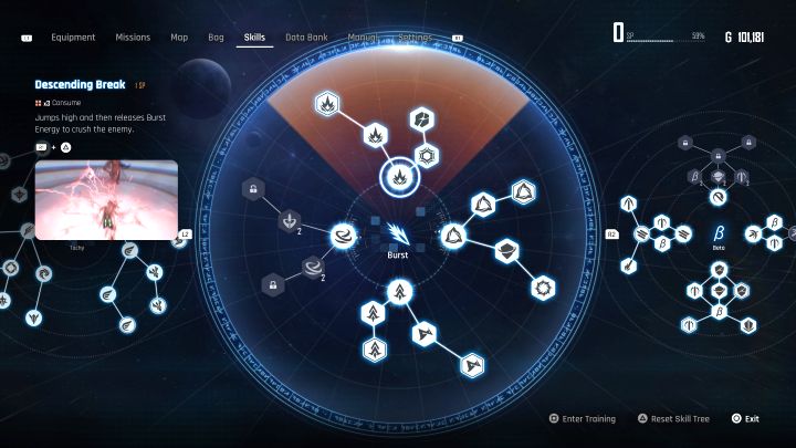 Uzyskanie dostępu do drzewka Tachy opisaliśmy na stronie FAQ Jak odblokować ukryte drzewka umiejętności - Stellar Blade: Najlepsze umiejętności EVE - Stellar Blade - poradnik do gry
