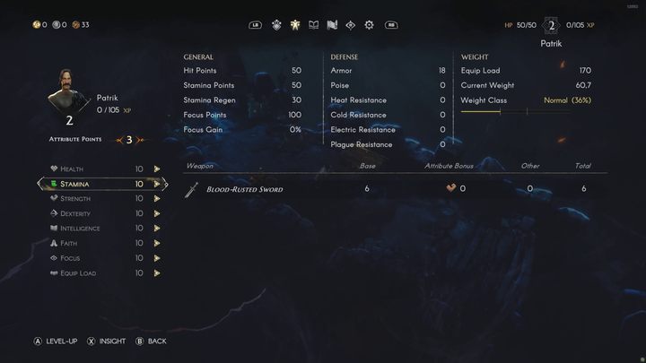 Po wbiciu kolejnego poziomu w No Rest for the Wicked, gra poprosi Was o rozdysponowanie 3 punktów atrybutów wśród statystyk postaci - No Rest for the Wicked: Porady na start - No Rest for the Wicked - poradnik do gry