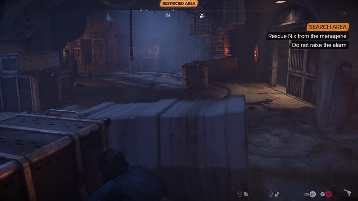 Dźwignia otworzy celę nieco dalej, po prawej stronie korytarza - dalej kucając za osłonami przekradnijcie się do niej i wejdźcie do środka - Star Wars Outlaws: Partnerzy - solucja, opis przejścia - Star Wars Outlaws - poradnik do gry