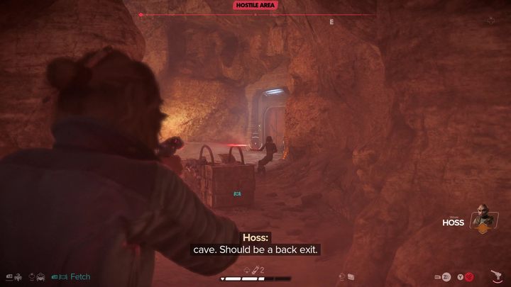 Bardzo blisko was znajduje się tylne wyjście - czerwone drzwi - Star Wars Outlaws: Strzelec - solucja, opis przejścia - Star Wars Outlaws - poradnik do gry