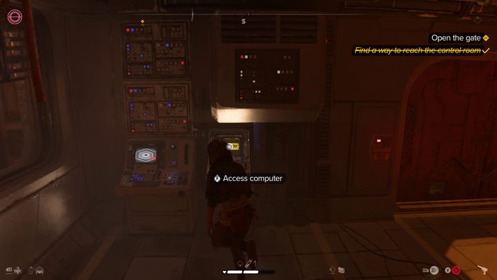 W pomieszczeniu z komputerem aktywujcie grodzie i wpuśćcie Gedeeka i ND-5 - Star Wars Outlaws: Spuścizna - solucja, opis przejścia - Star Wars Outlaws - poradnik do gry