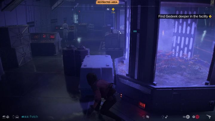 W następnym, dość sporym pomieszczeniu trzymajcie się lewej ściany i pozbądźcie się strażnika - Star Wars Outlaws: Inżynier droidów - solucja, opis przejścia - Star Wars Outlaws - poradnik do gry