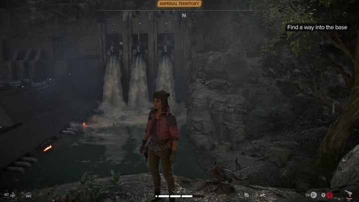 Po dotarciu na klif nieopodal placówki zwróćcie uwagę na trzy ogromne strumienie wody wypływające z muru - Star Wars Outlaws: Inżynier droidów - solucja, opis przejścia - Star Wars Outlaws - poradnik do gry