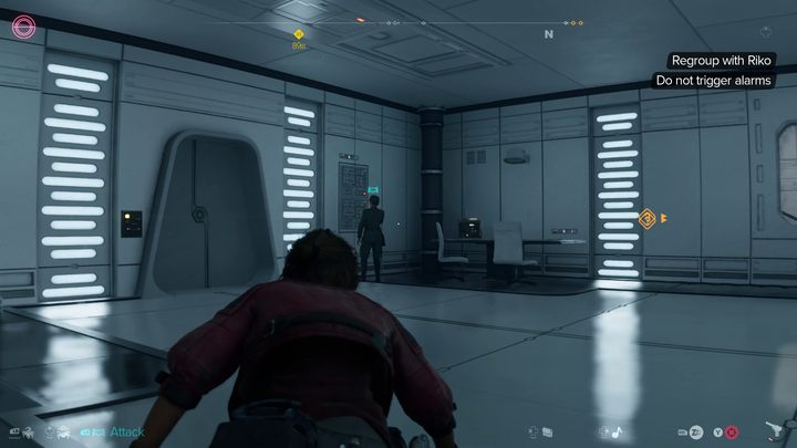 Obezwładnijcie oficera w następnym pomieszczeniu, a następnie ostrożnie wychylcie się na korytarz - Star Wars Outlaws: Prawda - solucja, opis przejścia - Star Wars Outlaws - poradnik do gry