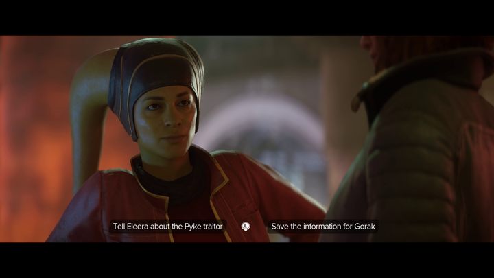 Wybór wieńczący misję Półświatek stanowi wprowadzenie gracza do systemu reputacji wśród frakcji, który dokładniej opisaliśmy na tej stronie poradnika - Star Wars Outlaws: Zdradzić informację Szkarłatnemu Świtowi Czy Syndykatowi Pykeów? - Star Wars Outlaws - poradnik do gry