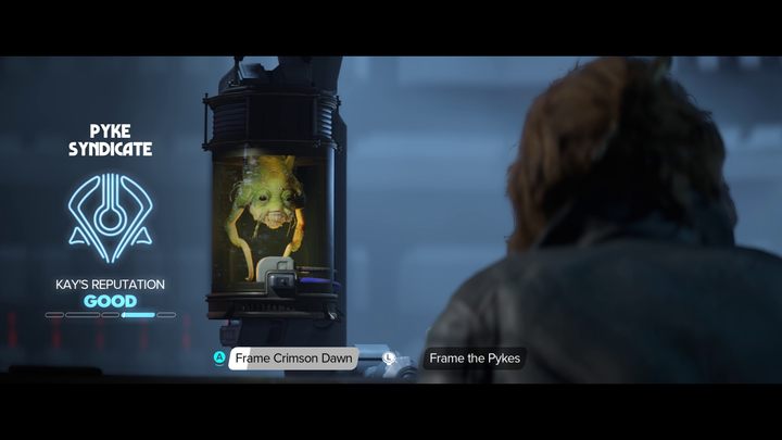 W czasie wykonywania misji Fałszywa flaga na pokładzie Imperialnej stacji kosmicznej, niedługo po spotkaniu z Bosnokiem staniecie przed wyborem wrobienia jednej z organizacji przestępczych na Tosharze - Star Wars Outlaws: Który syndykat wrobić? - Star Wars Outlaws - poradnik do gry