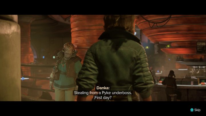 Po jej zakończeniu traficie z powrotem do kantyny gdzie przywita Was Danka - Star Wars Outlaws: Półświatek - solucja, opis przejścia - Star Wars Outlaws - poradnik do gry