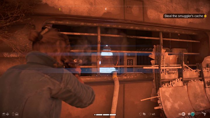 By otworzyć drzwi do budynku, strzelcie wiązką jonową w znajdujący się przy oknie kondensator - Star Wars Outlaws: Nowe sztuczki - solucja, opis przejścia - Star Wars Outlaws - poradnik do gry