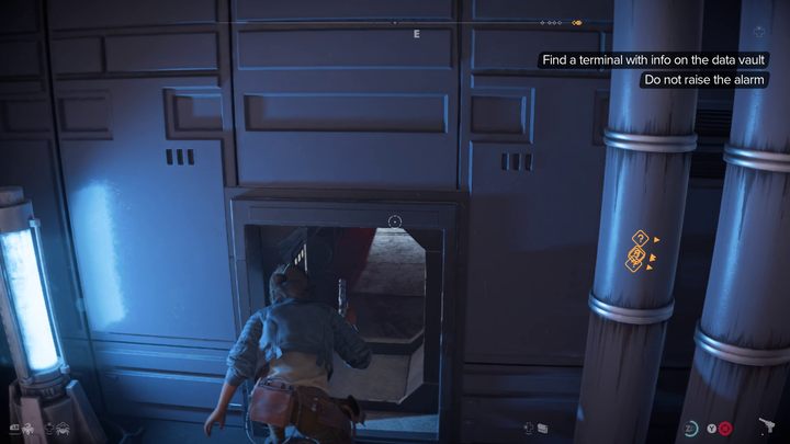 Przejdźcie przez otwarty hangar, a następnie wejdźcie do szybu wentylacyjnego - Star Wars Outlaws: Fałszywa Flaga - solucja, opis przejścia - Star Wars Outlaws - poradnik do gry