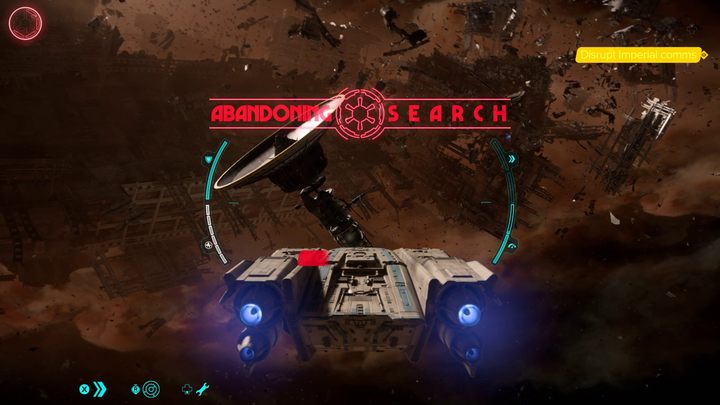 Po pokonaniu wrogów, zbliżcie się anteny Imperium i przytrzymajcie odpowiedni przycisk - Star Wars Outlaws: Fałszywa Flaga - solucja, opis przejścia - Star Wars Outlaws - poradnik do gry