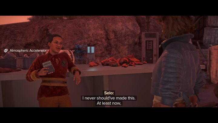 Po przejęciu akceleratora możecie wrócić do pozostawionego wcześniej ścigacza, opuścić kombajn wietrzny i wrócić do mechaniczki Selo - Star Wars Outlaws: Mechanik - solucja, opis przejścia - Star Wars Outlaws - poradnik do gry