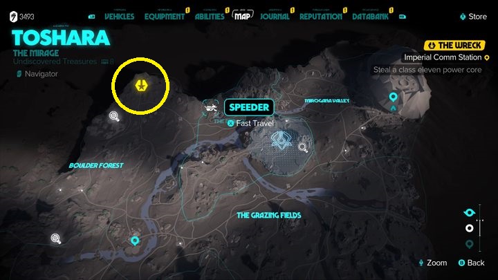 Baza znajduje się w północnej części mapy Toshary - Star Wars Outlaws: Wrak - solucja, opis przejścia - Star Wars Outlaws - poradnik do gry