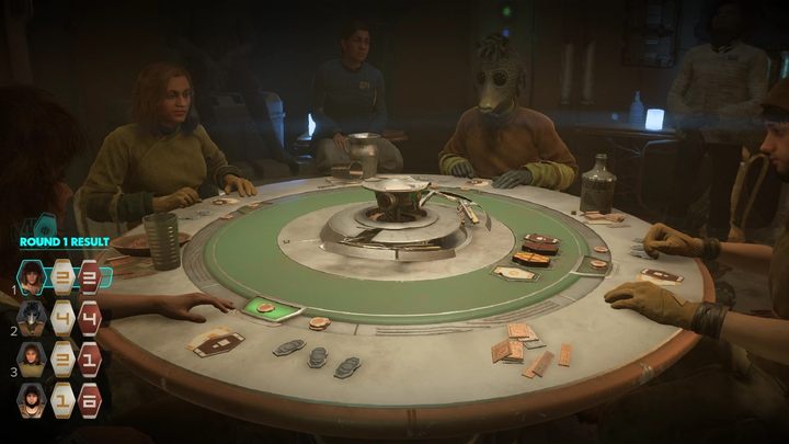 Pod koniec rundy obie trzymane przez gracza karty są jego ostateczną ręką, a ich wartość decyduje o zwycięstwie lub porażce - Star Wars Outlaws: Jak grać w kesselskiego sabaka? - Star Wars Outlaws - poradnik do gry