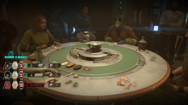 Każdy gracz rozpoczyna grę z identyczną ilością żetonów, które reprezentują pieniądze - im więcej, tym dłużej trwa gra - Star Wars Outlaws: Jak grać w kesselskiego sabaka? - Star Wars Outlaws - poradnik do gry