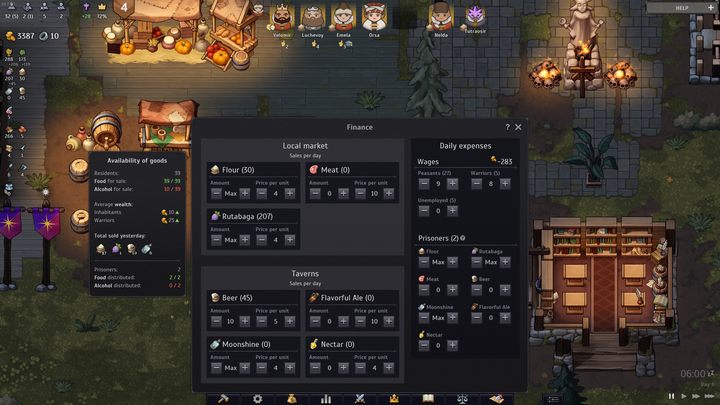 W okienku będziecie mogli dostosować, ile Wasi chłopi zarabiać będą w czasie pracy, a także ile kosztować będą podstawowe produkty potrzebne do życia - Norland: Jak dbać o potrzeby chłopów? - Norland - poradnik do gry
