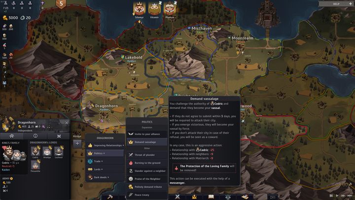 Alternatywną drogą zbudowania potęgi jest utworzenie Królestwa wasalnego - Norland: Jak zostać imperatorem? - Norland - poradnik do gry