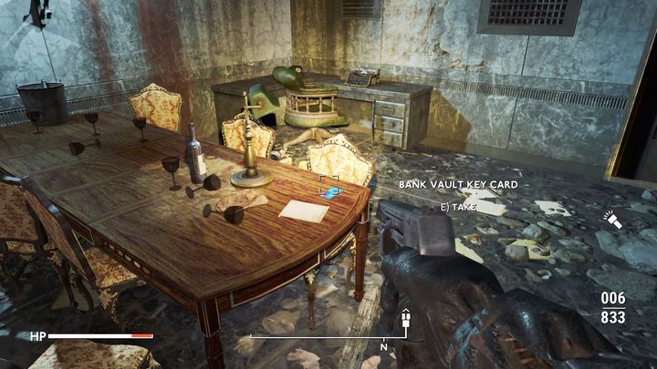 W pomieszczeniu, naprzeciwko drzwi zamkniętych przy pomocy karty, znajduje się Bank Vault Key Card - Fallout London: Gdzie znaleźć klucze w Bank of England? - Fallout London - poradnik do gry