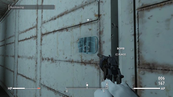 Po zakończeniu starcia zacznijcie podkładać bomby na ścianach ładowni - odpowiednie miejsca są podświetlone i musicie wejść z nimi w interakcję by podłożyć bombę - Fallout London: Jak uwolnić więźniów ze statku HMS Dredge? - Fallout London - poradnik do gry