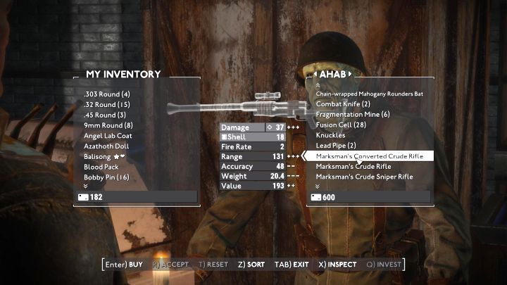 W ofercie sklepu Ahaba znajdziecie m - Fallout London: Jak zdobyć pierwszą broń? - Fallout London - poradnik do gry