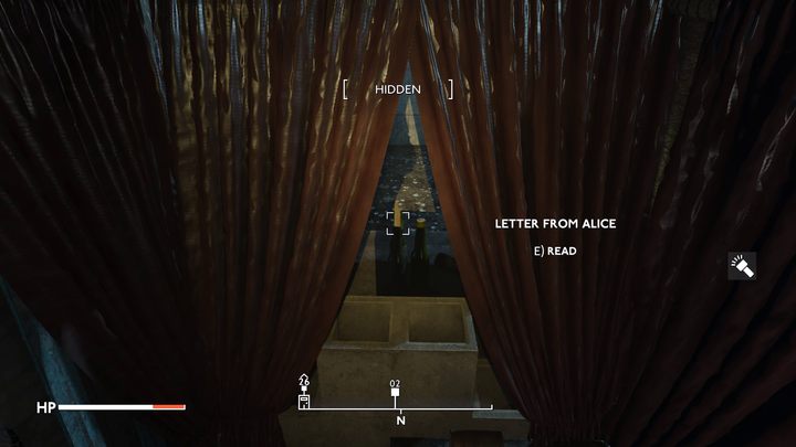 Wejdźcie na mebel i spójrzcie przez szparę pomiędzy zasłonami (kierując się w stronę Alice) - Fallout London: Hear Ye, Hear Ye - Fallout London - poradnik do gry